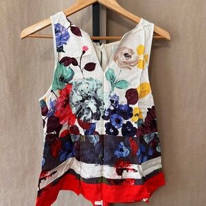 Anthropologie Multicolor Floral V‑Neck Sleeveless Camisole